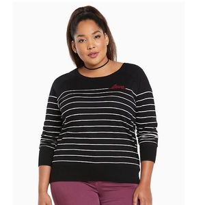 Torrid Love soft knit black sweater with white stripes